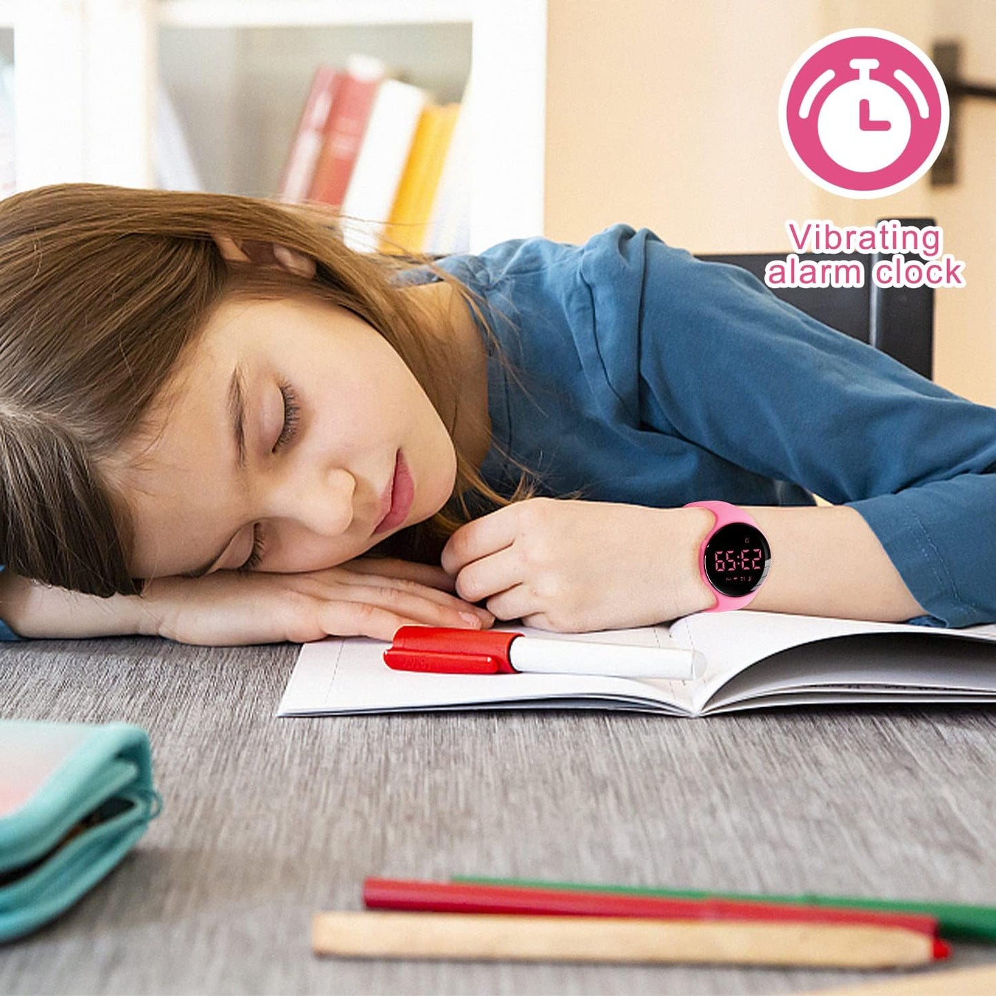 Kids Watches for Girls Boys Digital Sport Watch with Step Counter Pedometer Vibration Alarm Clock, No App Waterproof Fitness Tracker Kids Watch Boys Girls Teens Students Ages 5-16