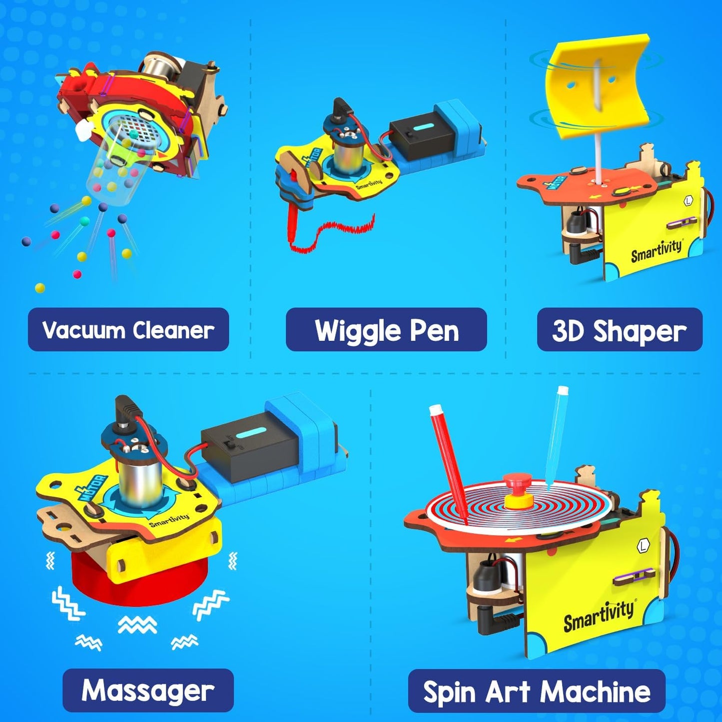 Smartivity 10-in-1 Motor-Powered Gadgets Kit for Kids Ages 6,7,8,9,10,11,12 Years Old | Build 10+ Cool Electronics Projects | Birthday Gifts for Boys & Girls | DIY Science Toy for Kids 6-12