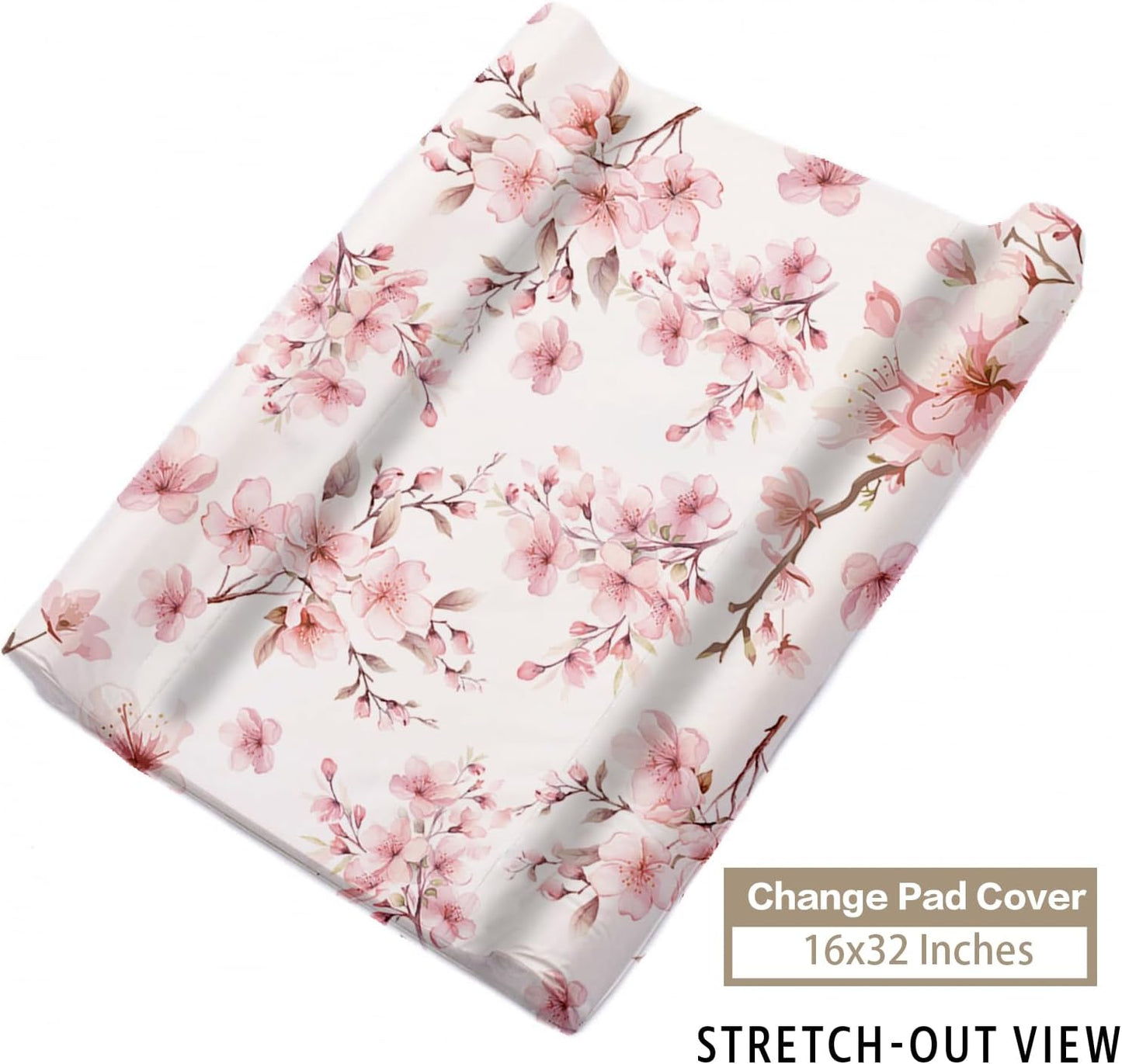 Custom Name Crib Bedding Set - Elephant Theme, Personalized Pink Flower Pattern Nursery Bedding 3-Piece Set– Soft Blanket, Fitted Sheet, Changing Pad Cover – for Newborns Girls Nursery Gifts