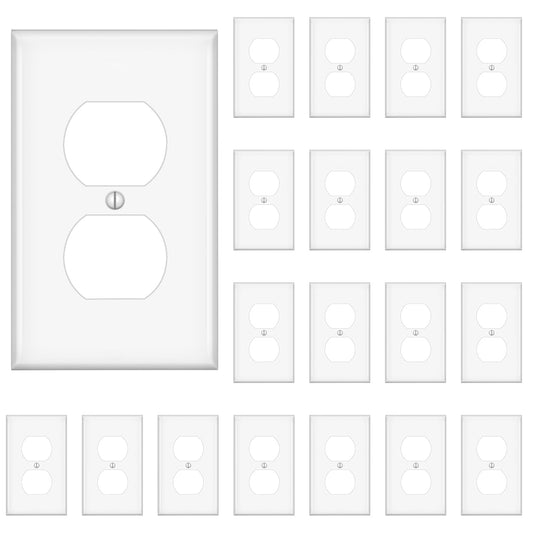 Outlet Covers Wall Plates,Standard Size Duplex Outlet Covers,Dual Receptacle Outlet Faceplate, Switch Plates and Outlet Covers, Electric Socket Plug Covers, White, 20 Pack