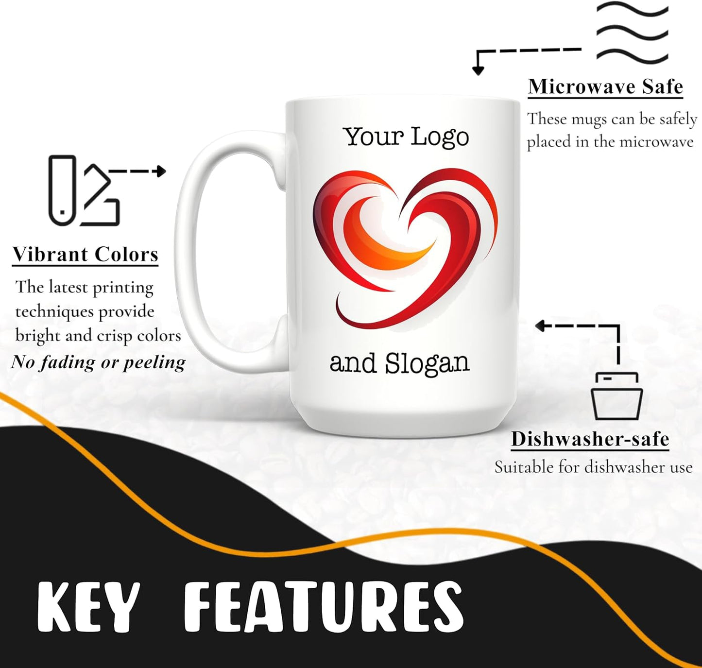 Personalized Coffee Mug 15 Oz, Custom Picture Text or Logo Ceramic Mug, Customized Gift for Men & Women, Taza Personalizada with Photo and Words, Customizable Large Tea Cup | White