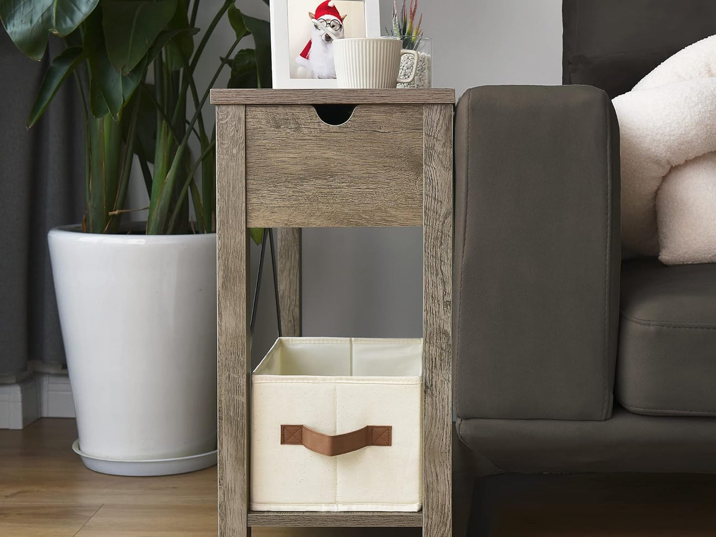 StorageWorks Storage Baskets for Shelves, Foldable Fabric Closet Storage Bins with PU Handles, Fabric Storage Bins Clothes Organizer, Ivory White, 3-Pack, Small