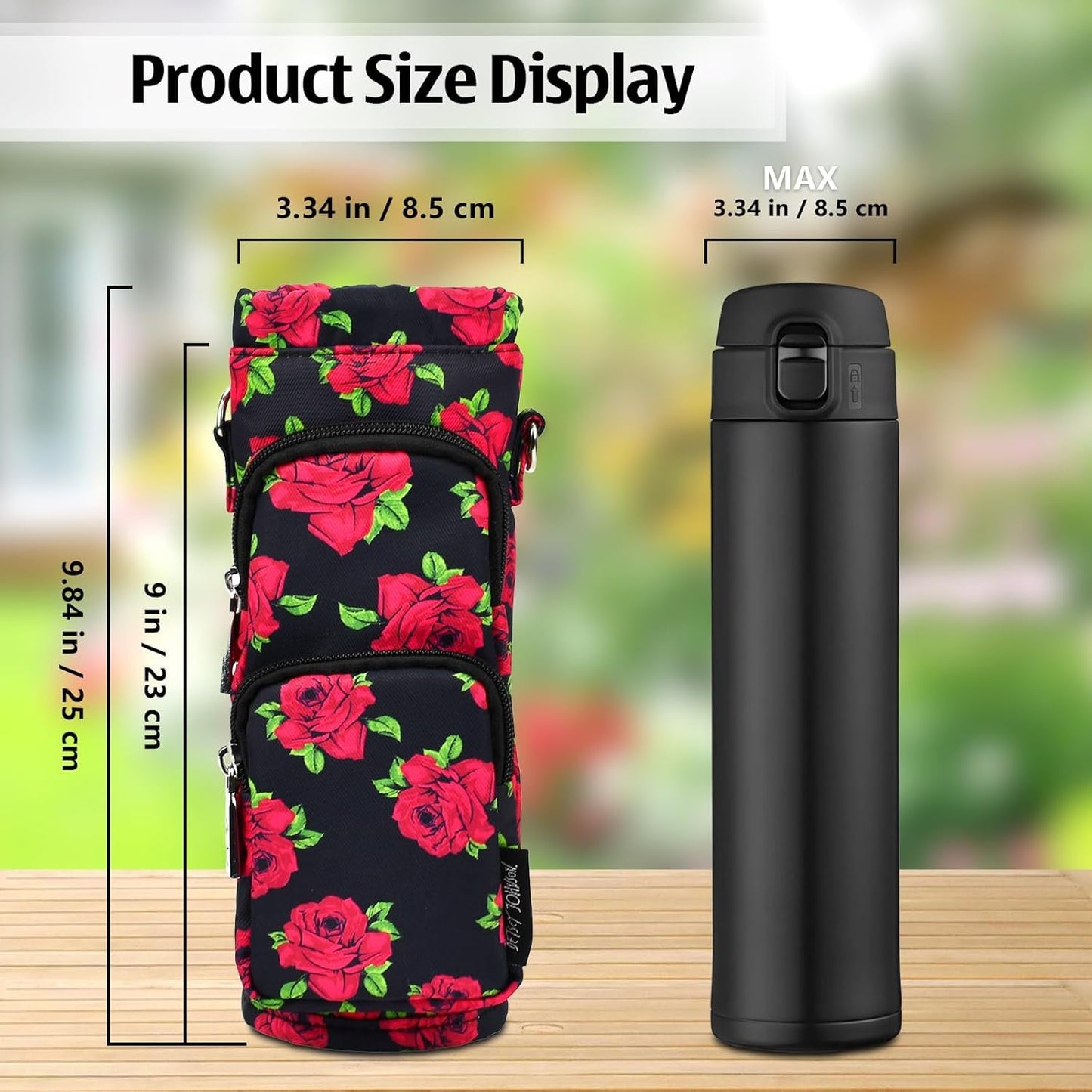 Betsey Johnson Insulated Water Bottle Pouch Holder Carrier Crossbag with Adjustable Shoulder Strap - Lightweight Polyester Accessories with Pockets Good for Hiking Sports