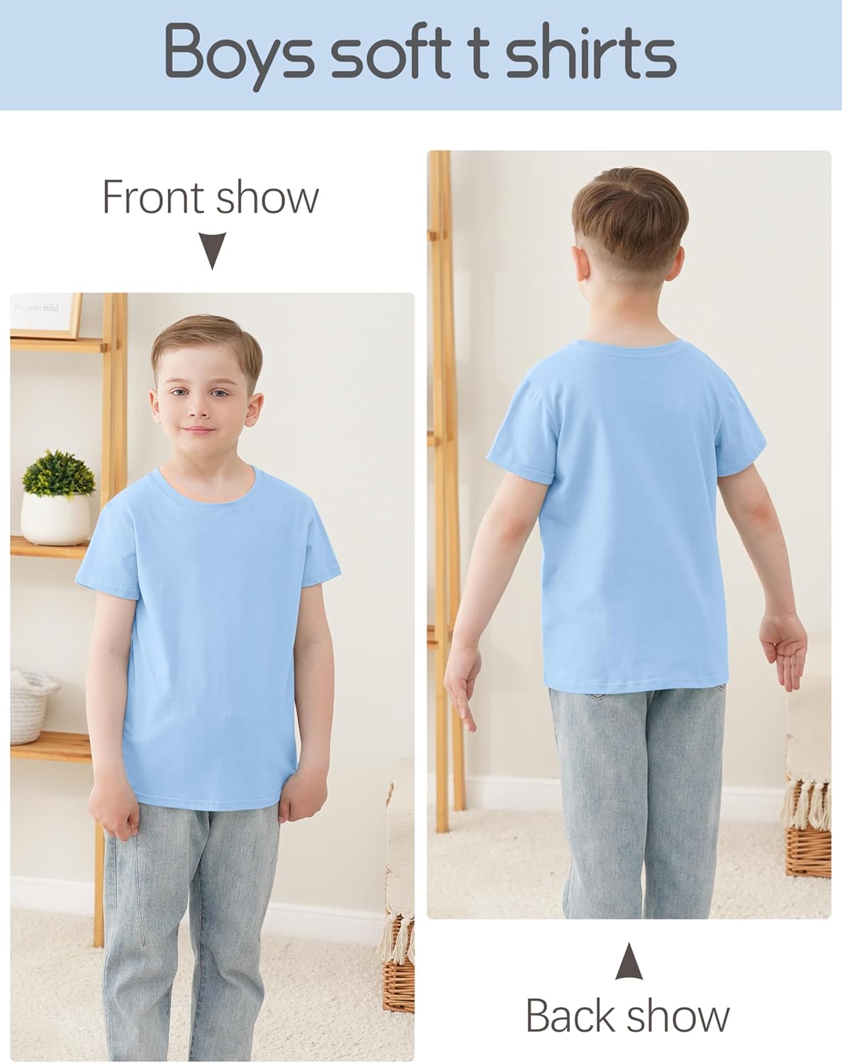 5 Pack Boys Shirts Short Sleeve Shirts for Boys Cotton T-Shirts Kids Toddler Tshirts Tees Clothes Summer Tops
