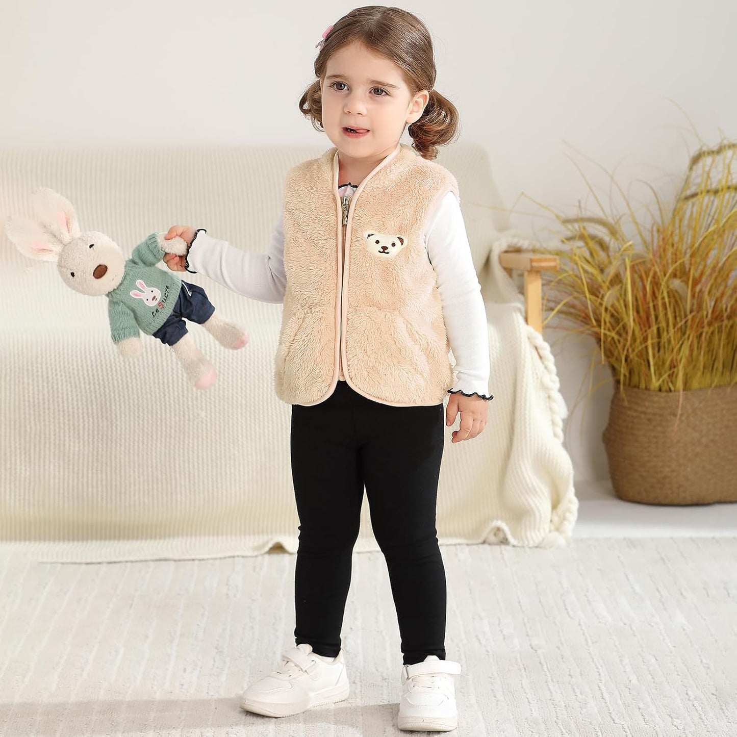 Baby Boys Girls Fleece Vest Zip Up Cute Bear Jackets Fuzzy Fall Winter Warm Clothes Newborn Outwear for Toddler Infant