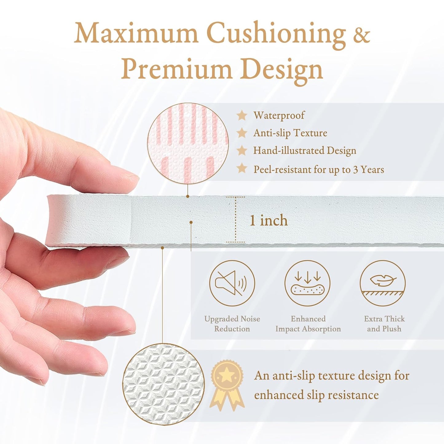 Super 1 Inch Thick Premium Quality Exercise & Baby Foam Play Mats - Expandable & Large Non-Toxic Odorless Floor Mat - 6 Tiles Spacious 6x4ft, Peel-Resistant - Cream Pink