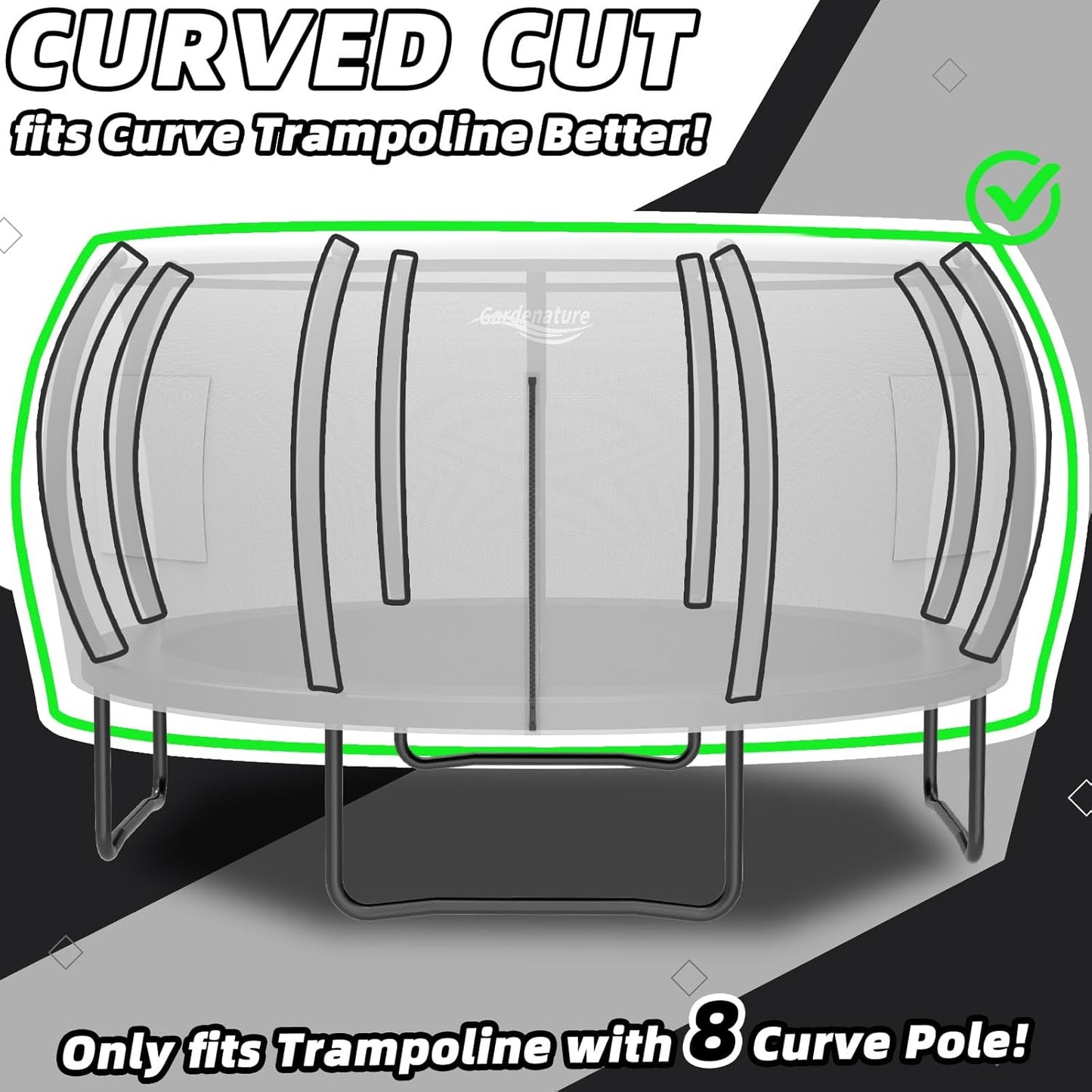 Gardenature 10FT/12FT/14FT Trampoline Tent(Tent Only), Fit Round Trampolines, Shade Cover with LED Light, Outdoor Trampolien Accessories, Anti-Tear, Beige