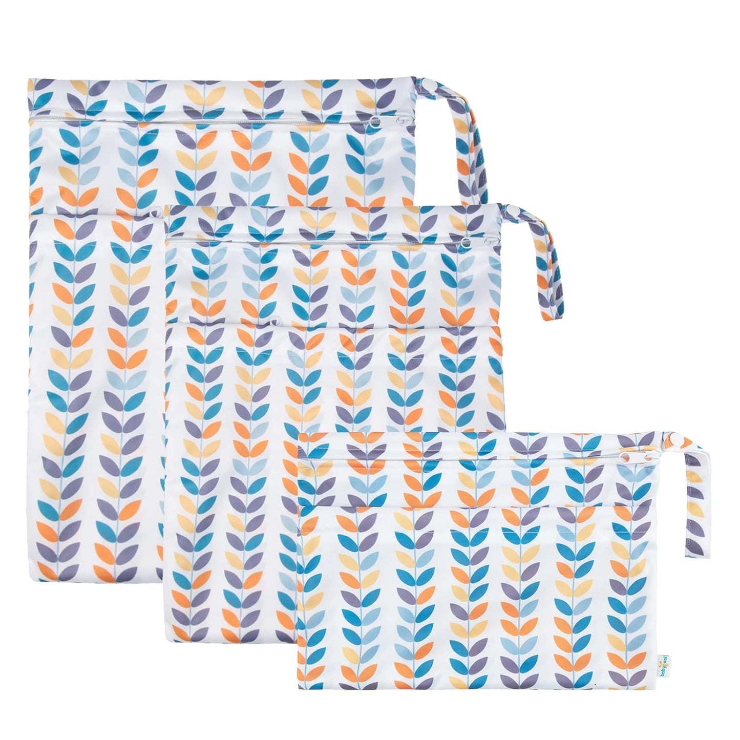 babygoal Wet Dry Bags for Baby Cloth Diapers, Washable Travel Bags, Beach, Pool, Gym Bag for Swimsuits & Wet Clothes with Two Zippered Pockets 3 Pack(S,M,L), 3SML03