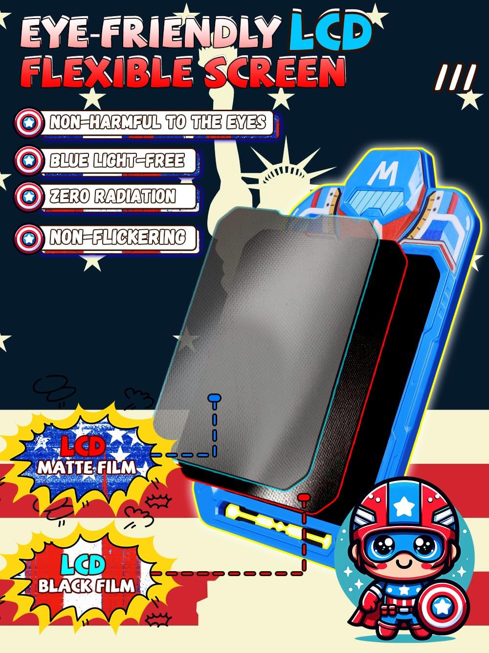 LCD Writing Tablet for Kids 10 Inch Mech Iron Hero for Toddler 2 3 4 5 6 - Paint, Doodle Board, Drawing Pad - Travel Toys, Road Trip Car Activities, Birthday Christmas Gift Boys & Man