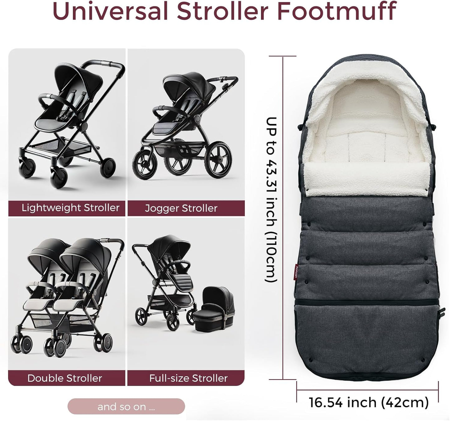 Momcozy Stroller Footmuff | Universal, Weather-Proof, Warm Stroller Bunting Bag | Extendable Winter Cover | Adjustable Buckle