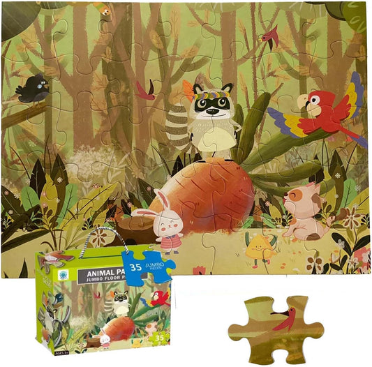 Jumbo Floor Puzzle for Kids, Large Jigsaw Puzzles 35 Piece for Kids Ages 3-5,Preschool Learning & Education Toys, Gifts for 4-8 Year Old Boys and Girls (Forest Animals 2)