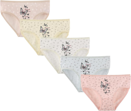 Donella Girls' Soft Cotton Underwear - Kids Bikini Brief Panties for Girls and Toddlers 5-Pack, Age: 2-15