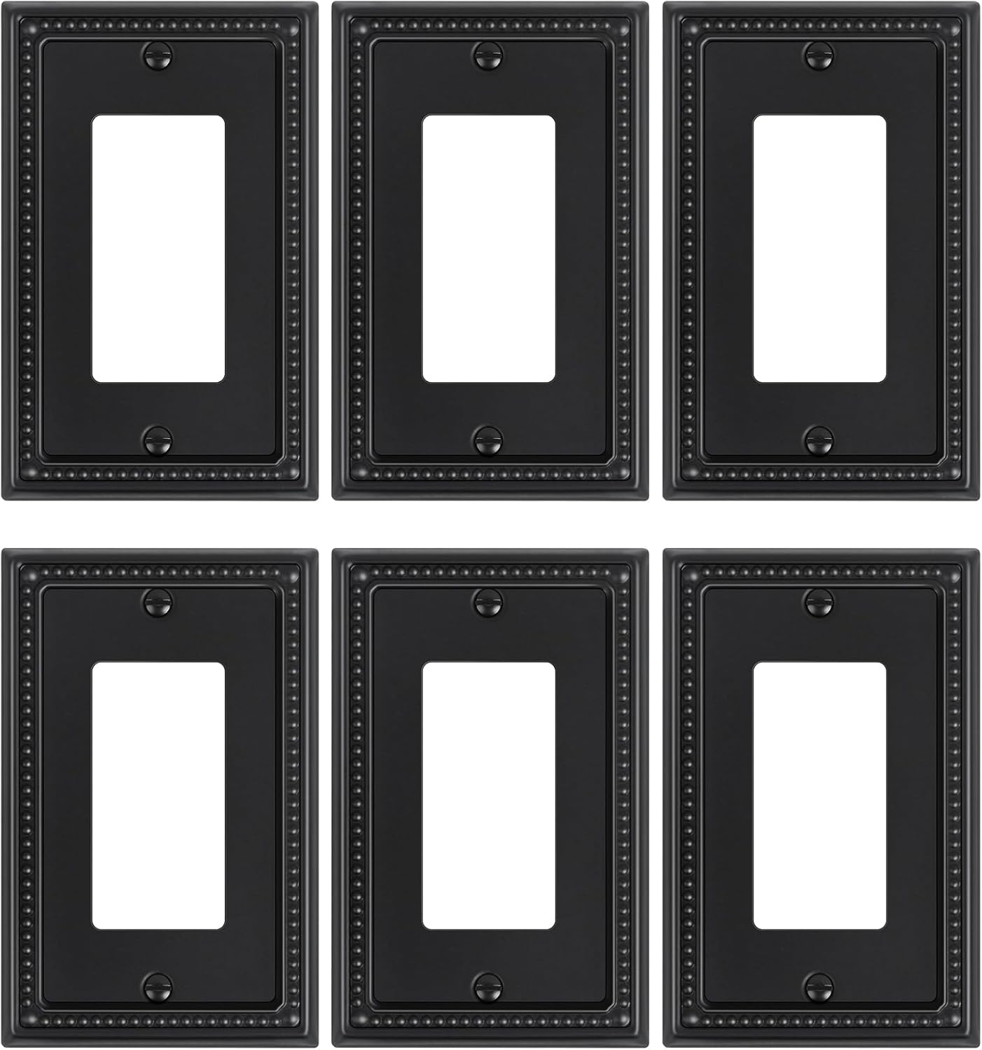 6-Pack Decorator Outlet Cover Plate, Pearls Decorative Switch Plates and Outlet Covers, Black Metal Wall Plates for Electrical Outlets, Receptacle, GFCI Outlet, Dimmer Switch
