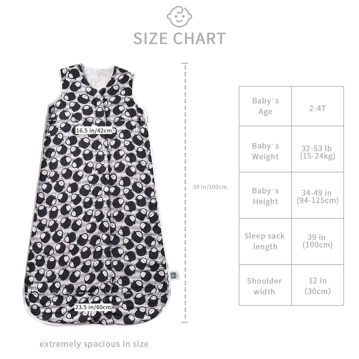 Baby Sleep Sack 2-4 T Baby Wearable Blanket 100% Organic Cotton 0.5 TOG Toddler Sleeping Sacks 2- Way Zipper Soft Lightweight X-Large