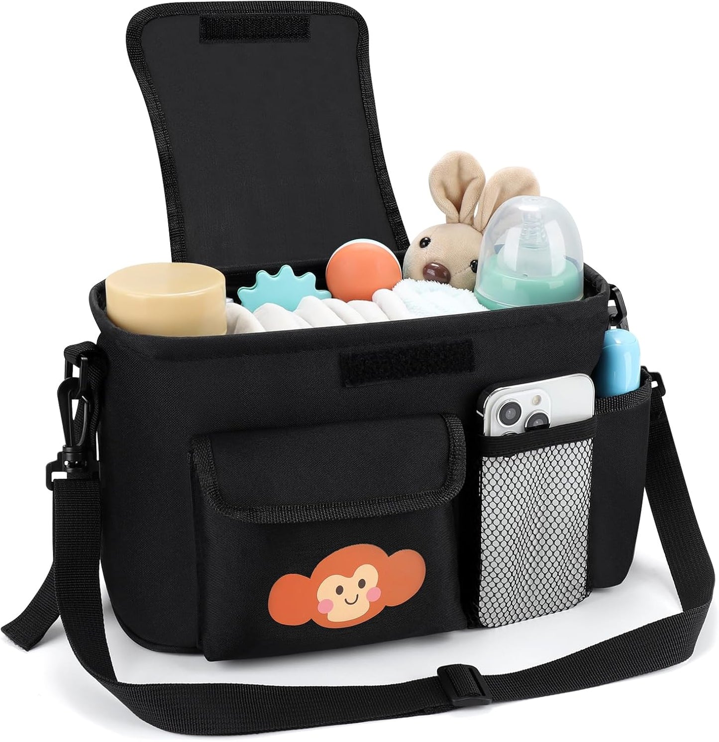 Accmor Universal Stroller Organizer with Cup Holder and Shoulder Strap, Stroller Bag Caddy Organizer Stroller Accessories for Uppababy, Baby Jogger, Nuna, Doona, Britax Strollers