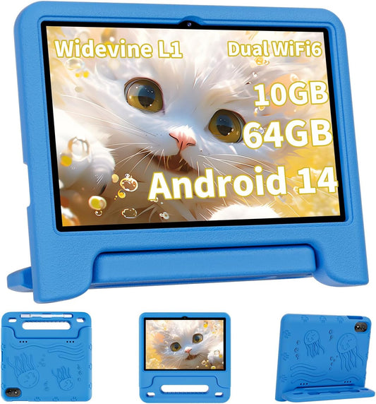 2025 Upgraded Android 14 Tablet, 10inch Kids Tablet, Octa-core CPU, 10GB+64GB+1TB Expand Tablets for Kids with Kids Space, Parental Control, 6000mAh Big Battery, HD Touchscreen Display Tableta