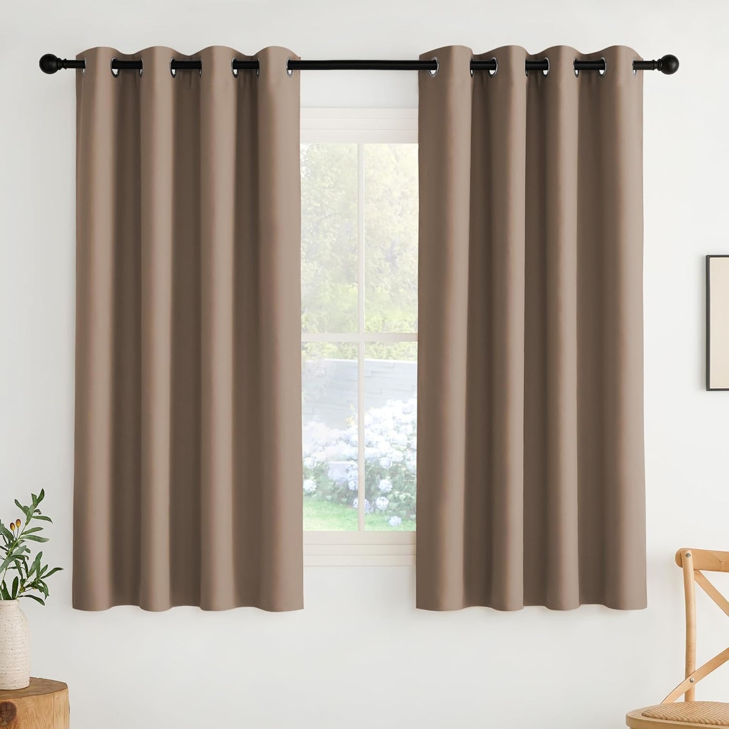 NICETOWN Cappuccino Blackout Drapes - Grommet Thermal Insulated Window Treatments for Bedroom, Yard, Office, Flat, Hall - UV Resistant, 2 Panels, W52 x L63