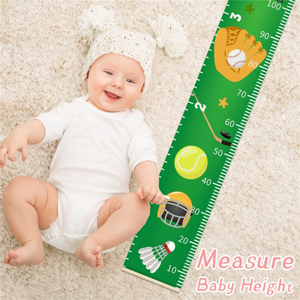 Baby Height Growth Chart - Canvas Height Chart for Kids Baby Child Toddler Boys Girls Growth Chart for Wall Room Nursery Decor Hangable and Removable Measuring Wall Ruler (Space, Beige Wood)