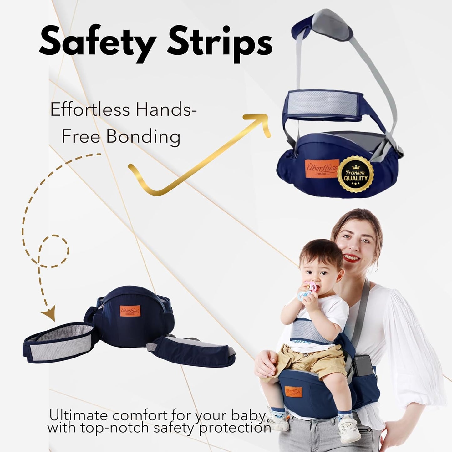 Baby Hip Carrier: Providing Effortless Hands-Free Bonding and Comfort During Your Daily Adventures with Our Baby Waist Stool (Dark Blue) for Newborns to Infants Up to 45 lbs