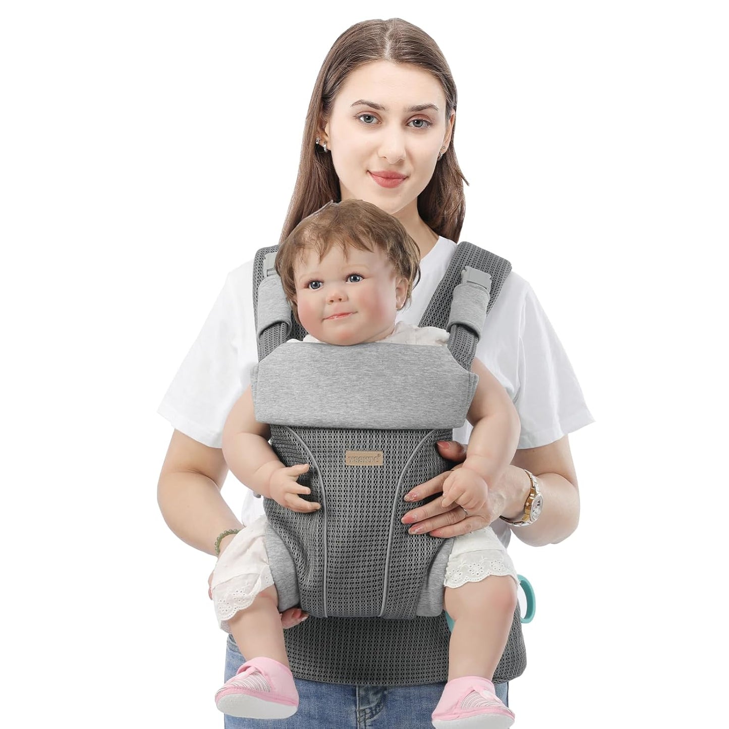 Baby Carrier Newborn to Toddlers - Ergonomic Adjustable Soft Breathable Comfort Infant Carrier for 7-35lbs, Enhanced Support, Easier to Wear (Grey)