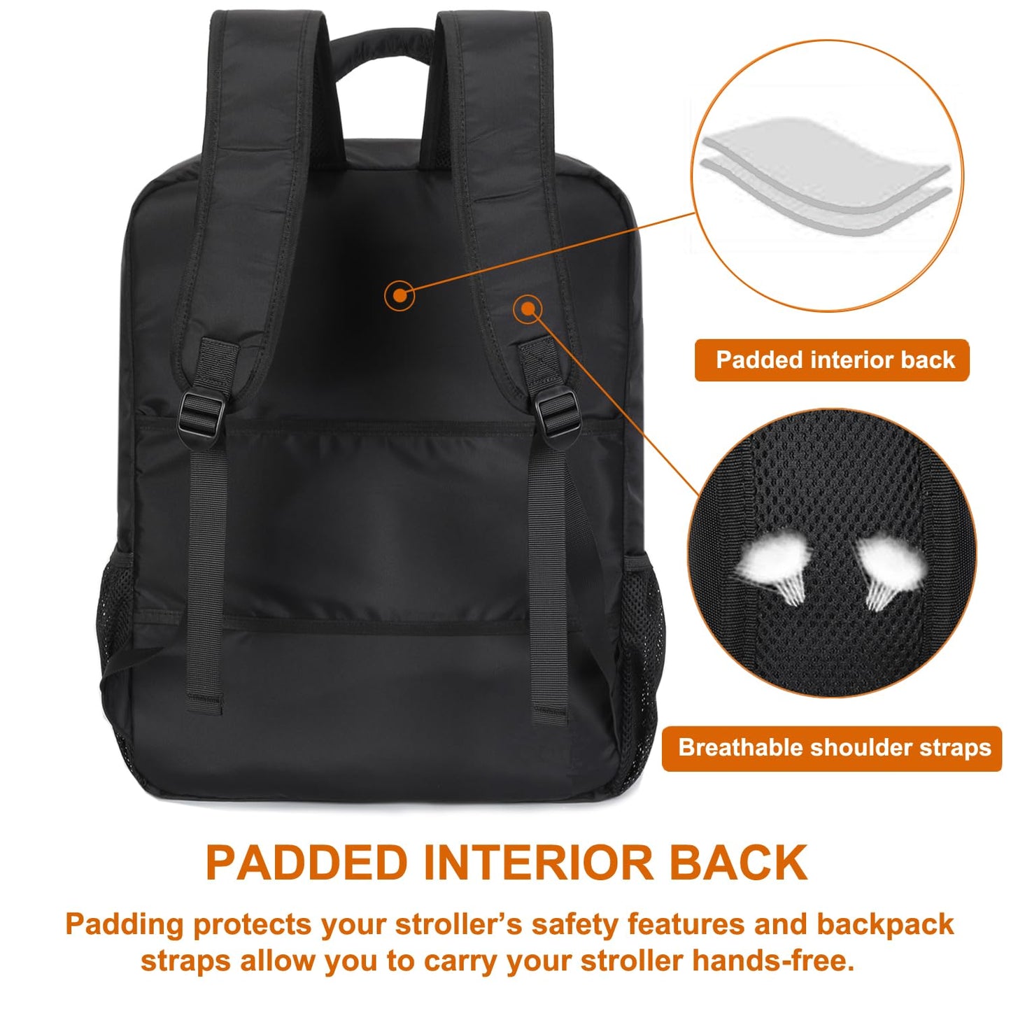 Mactso Stroller Travel Bag Compatible with GB Pockit Air Plus All Terrain and GB Pockit + All City, Lightweight Stroller Travel Backpack for Airplane (Black, L)