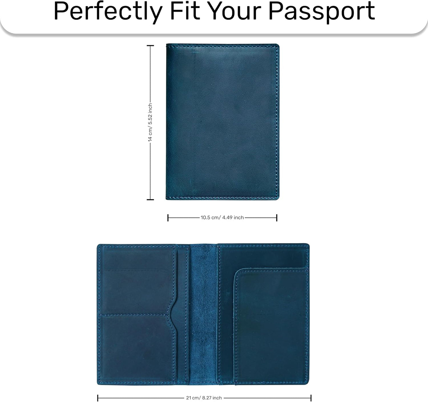 HIFA Leather Passport Holder, Handmade Passport Cover with Card and Ticket Slot - Genuine Leather, Elegant Design, Easy Access - Passport Case, Passport Wallet, Passport Holder