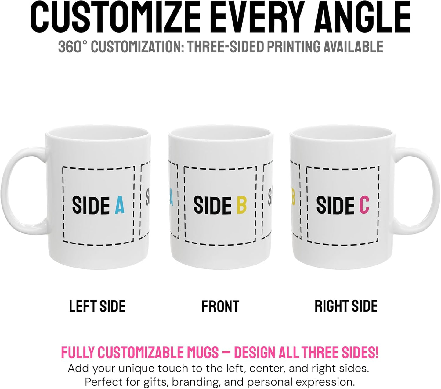 Personalized Coffee Mug – Custom Photo, Text, or Logo Ceramic Mug Tea Cup | Taza Personalizada with Picture or Message | Customized Gift Idea for Men & Women, Mom, Dad, Friends - White/Yellow | 15oz