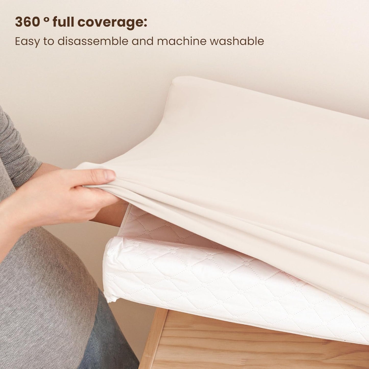 Konssy 2 Pack Stretchy Changing Pad Covers for Girl, Boy, Silky Soft Changing Table Cover, Breathable Baby Nursery Diaper Chang Pad Sheets (Brown,Beige)