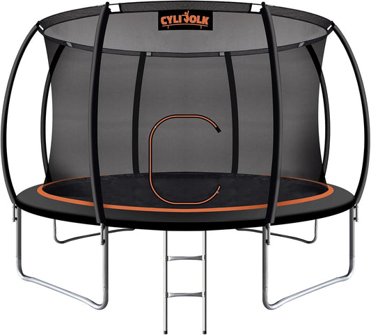 Trampoline for Kids, Heavy Duty Recreational Trampolines Toddler Trampoline with Enclosure Net Ladder Indoor Outdoor Trampoline CPC Approved