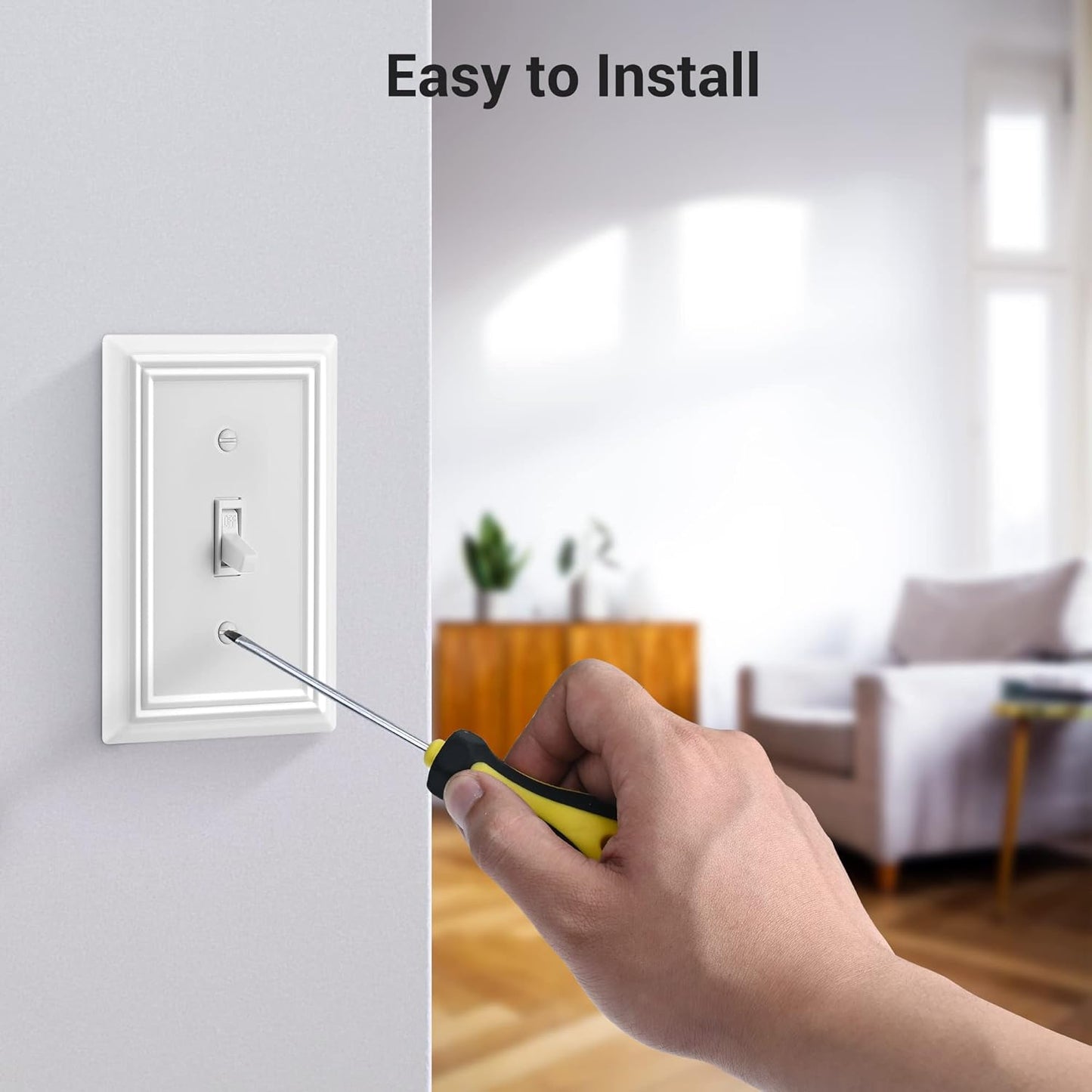 DEWENWILS 4-Pack Toggle Wallplate, Metal Light Switch Covers with White Finish, Heavy Duty Face Plates