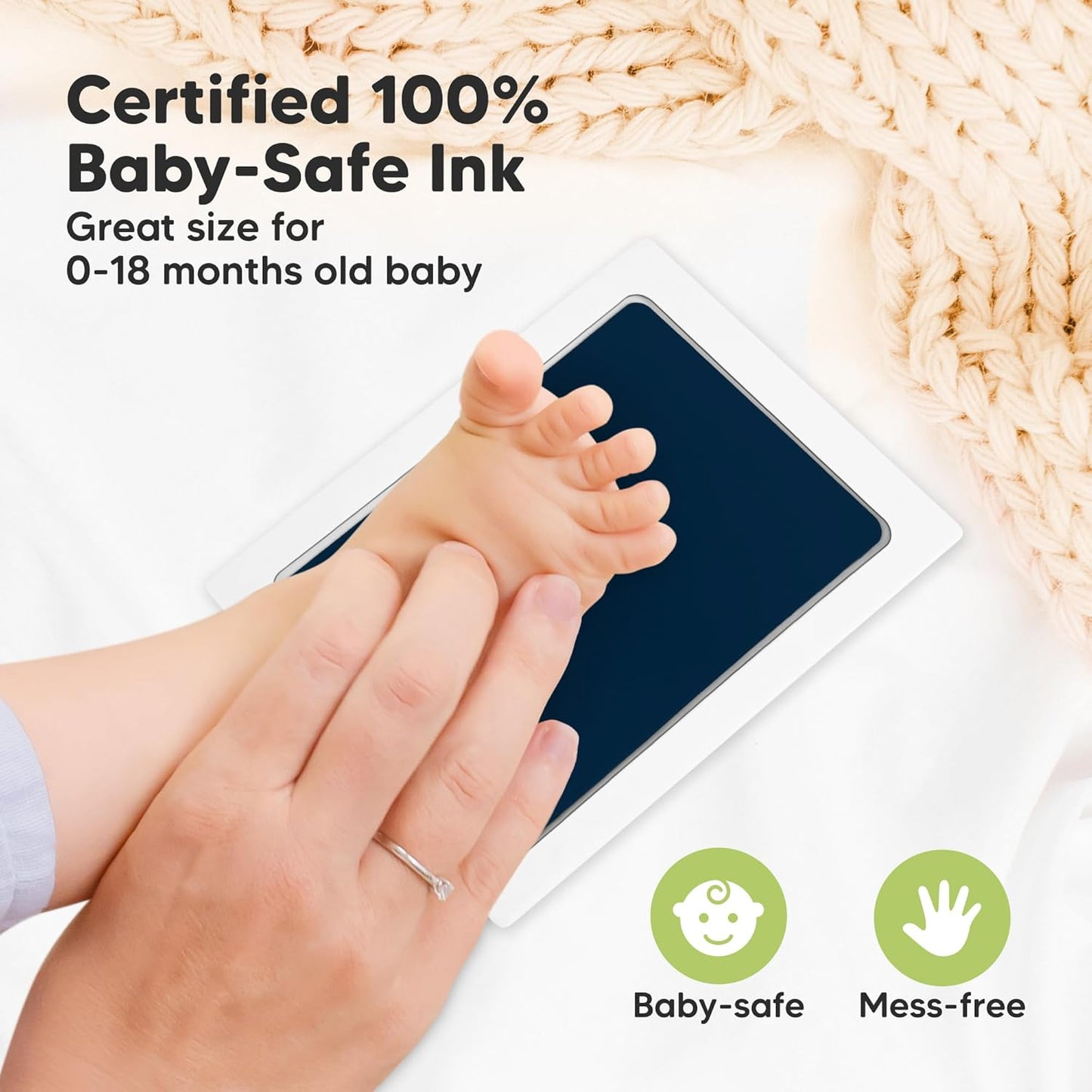 4-Pack Inkless Baby Hand and Footprint Kit - Mess Free Ink Pad for Newborn Keepsake, Dog Nose & Paw Print Kit, Clean Touch Ink Pad for Baby Hand & Footprints, Ideal New Mom Gifts (Navy, L)