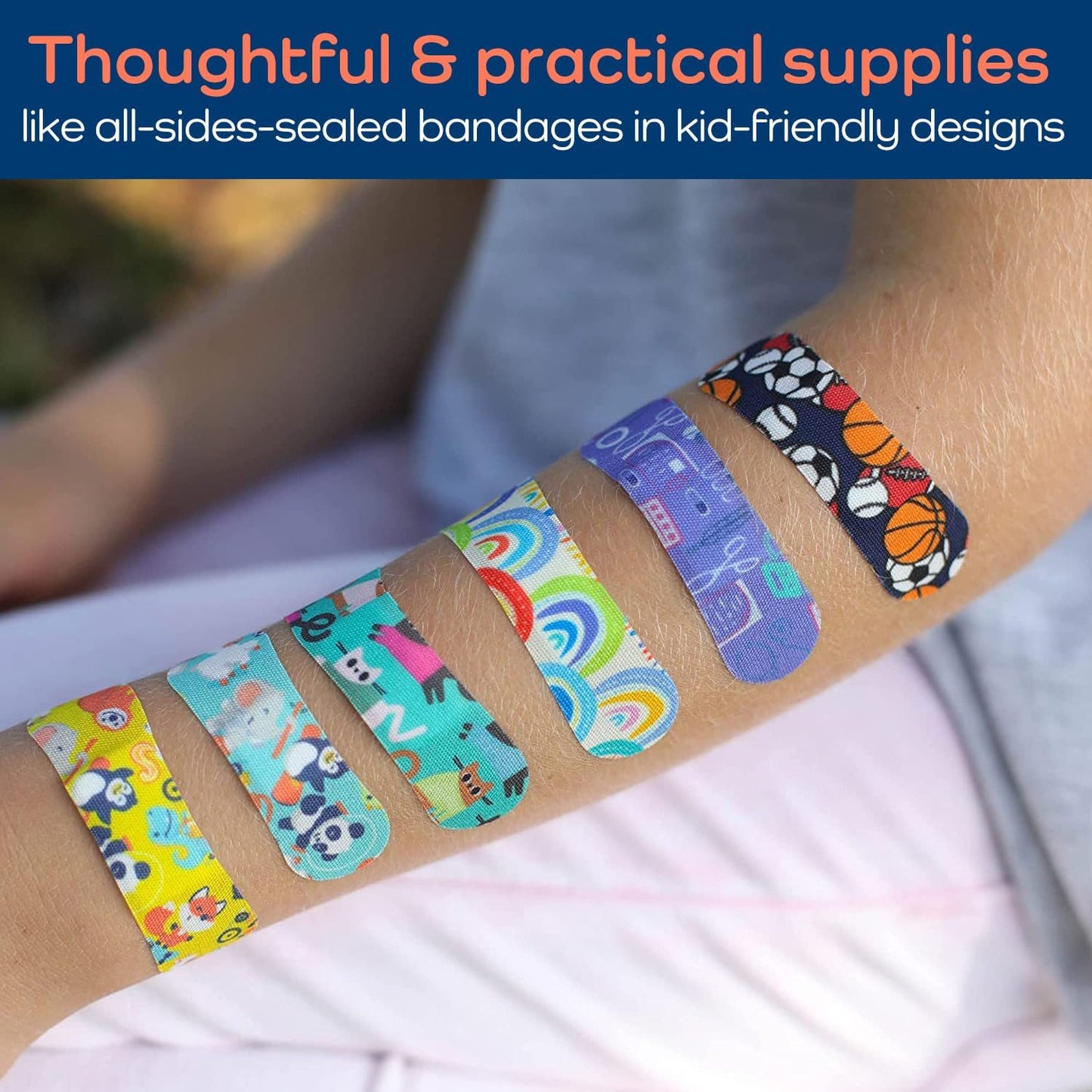 KeepGoing Large Home First Aid Kit for Kids – 270 Pc. for Car, Home, Dorm, & Boat with Latex-Free Bandages – 10 x 7 x 3.5 in. Travel First Aid Kit (Boho)