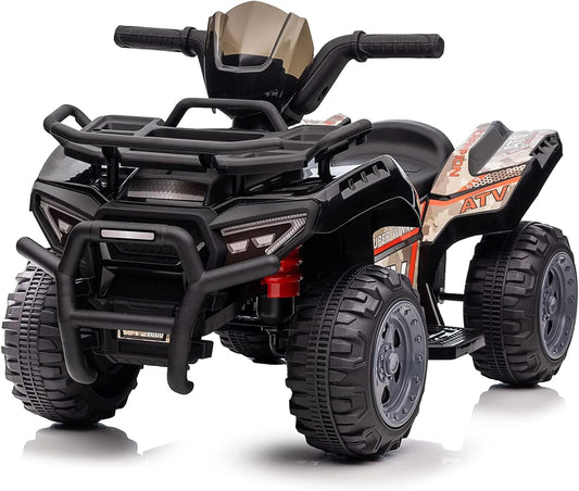 Kids ATV 4 Wheeler, 6V Ride-On Toy for Toddlers 1-3 Boys & Girls with Music, Forward & Reverse - Black