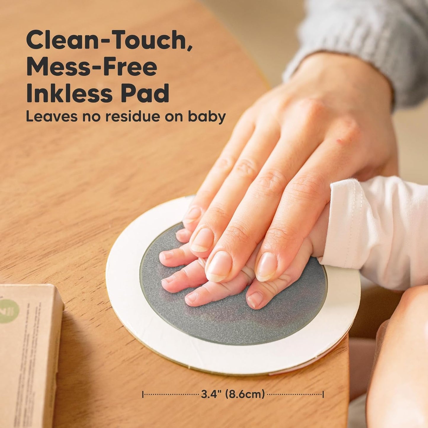 2-Pack Round Inkless Baby Hand and Footprint Kit - Mess Free Ink Pad for Newborn Keepsake, Dog Nose & Paw Print Kit, Clean Touch Ink Pad for Baby Hand & Footprints, Ideal New Mom Gifts (Silver)
