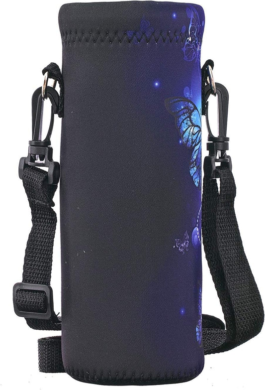 RICHEN Neoprene Water Bottle Carrier Bag with Adjustable Shoulder Strap,Insulated Water Bottle Cover for Stainless Steel/Glass/Plastic Bottles