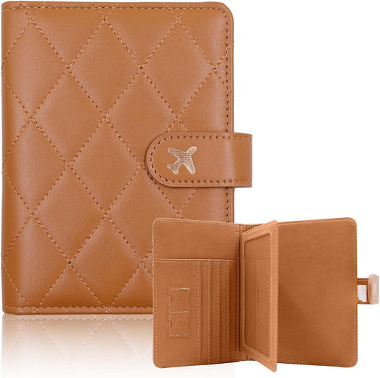 Melsbrinna Rfid Passport Holder for Travel women/Men, Cute Passport Wallet Rfid Blocking Card Slots, Rfid Passport Cover/CaseTravel Wallet, Passport Book Holder (1, LG BROWN)