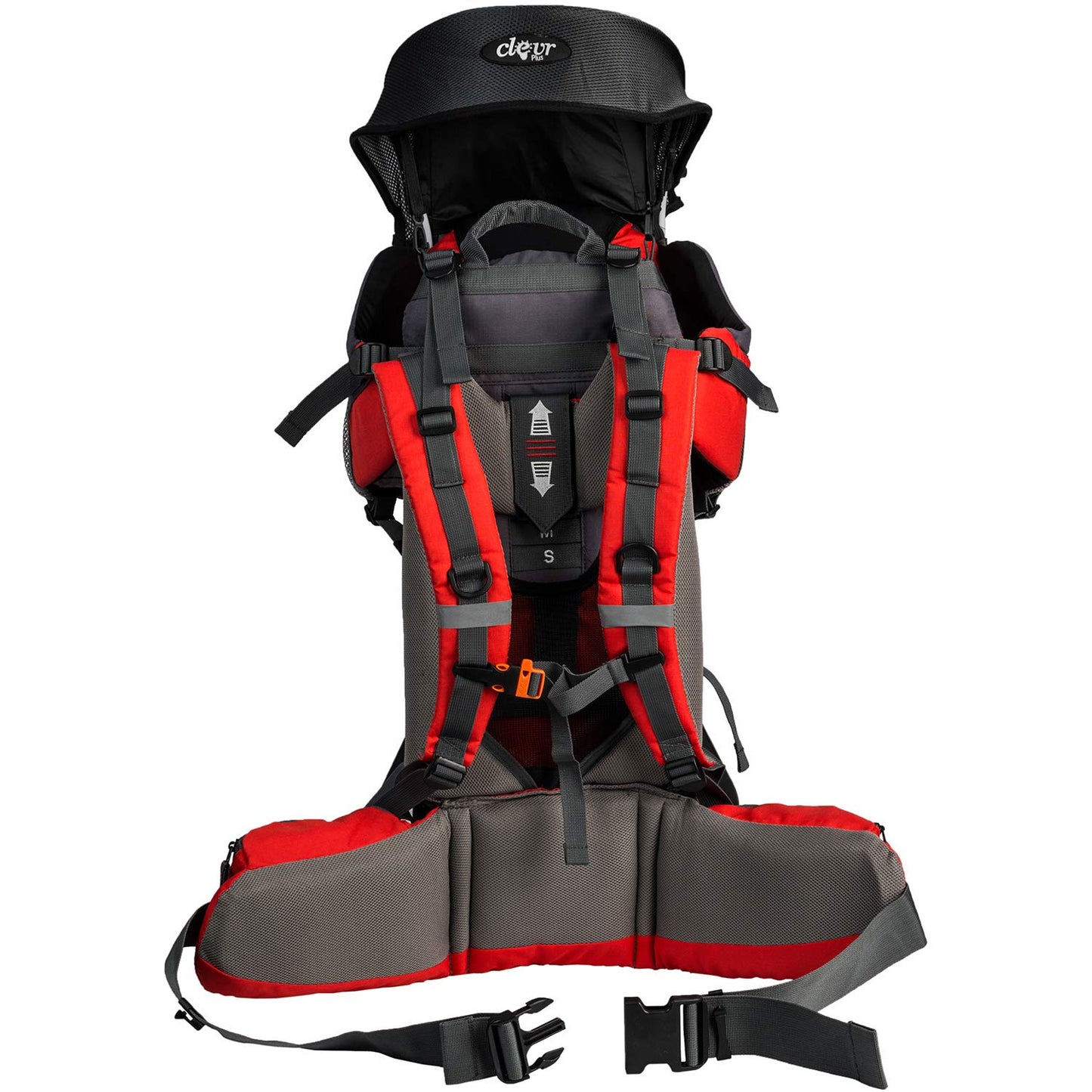 ClevrPlus Canyonero Camping Baby Backpack Hiking Kid Toddler Child Carrier with Stand and Sun Shade Visor, Red