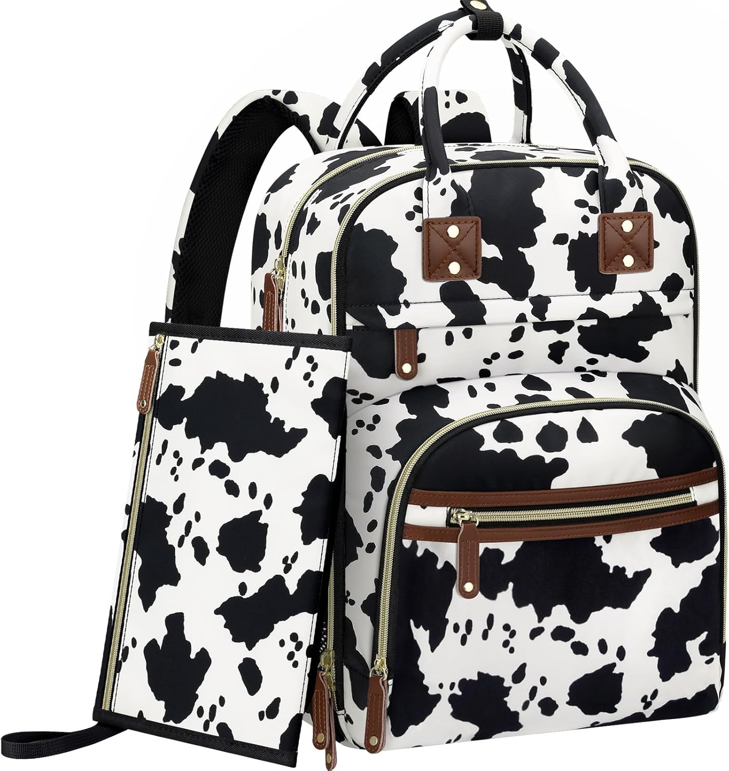 Diaper Bag Backpack for Women with Changing Pad, Baby Bag with Insulated Pockets Multifunctional Diaper Bags For Baby Girl Boy Waterproof Baby Bags For Boys Girls Maternity Bag Cow Print