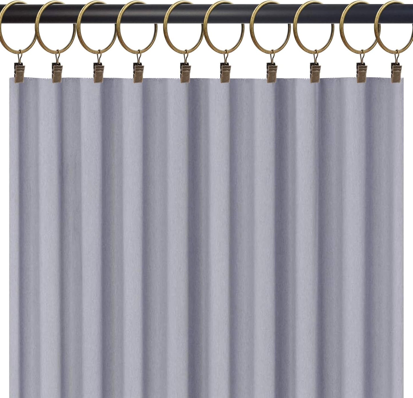 20 Pack Bronze Curtain Rings with Clips, Curtain Hooks Hangers Clip Rings for Hanging Drapes Bows Hat, Drapery Rings 1.77 in I D, Fits up to 1.5 in Diameter Curtain Rod.