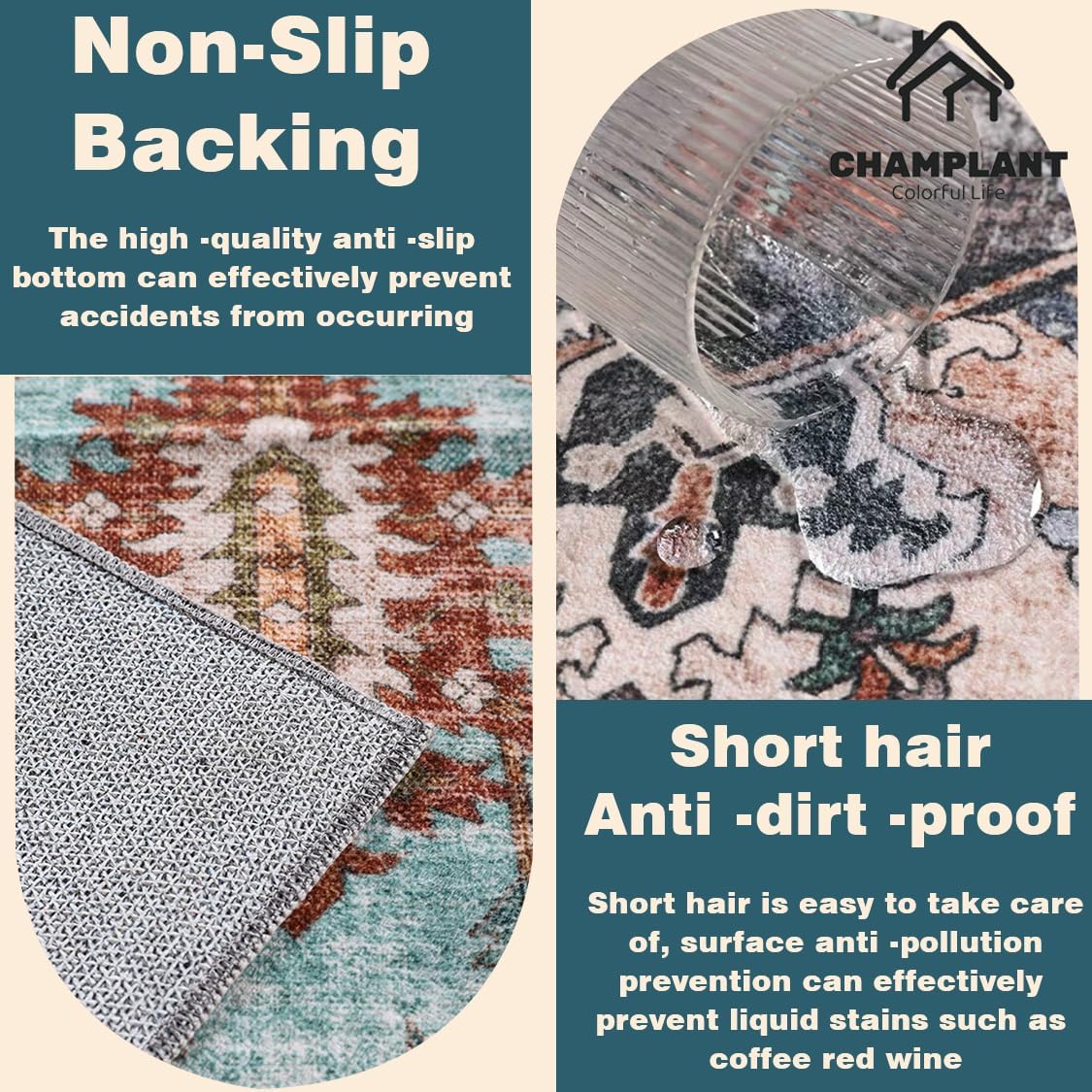 Washable 9'x12' Area Rug Vintage Traditional Distressed Indoor Foldable Thin Retro Accent Floral Non Slip Carpet Living Room Dining Room Office