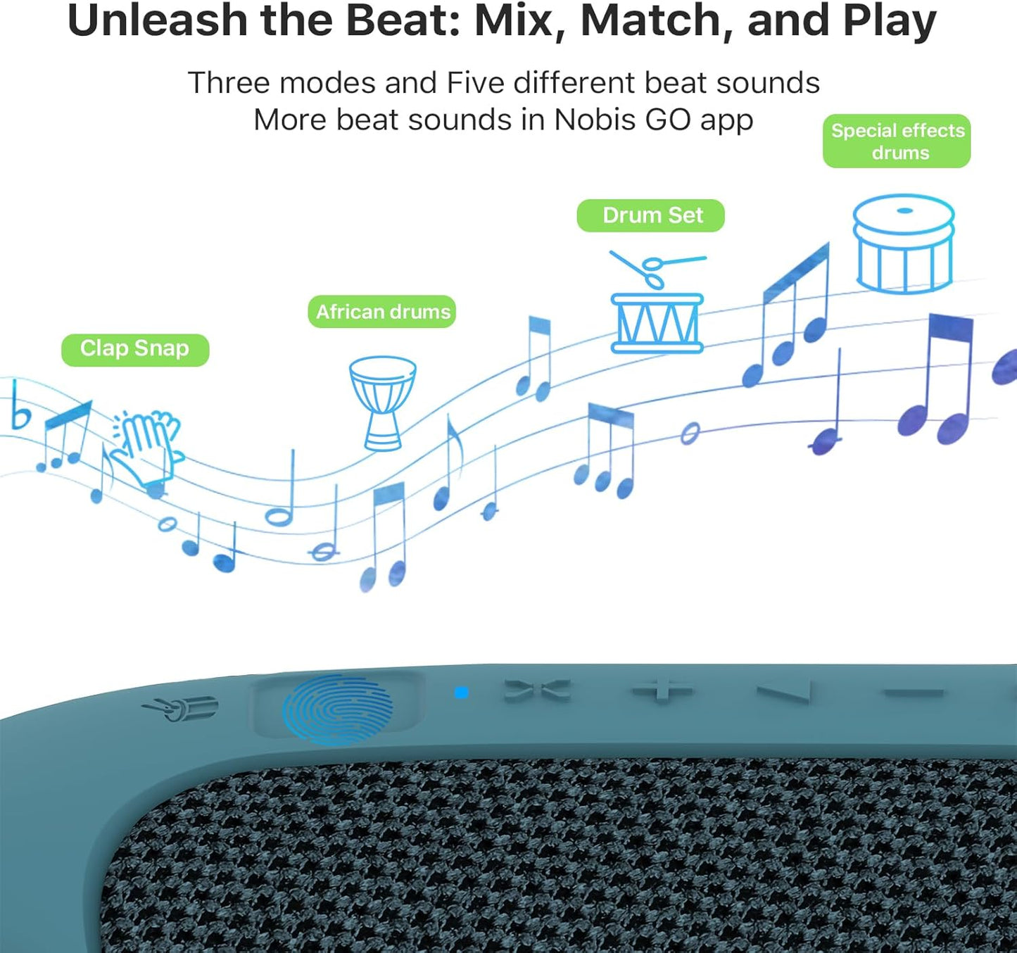 NOBIS Clip N1 Portable Bluetooth Speaker with App, Beat Mode, Up to 24H Playtime, IP68 Waterproof, BT 5.3, HD Sound, Stereo Pairing, Custom EQ, Perfect for Outdoor, Home and Adventure (Blue)