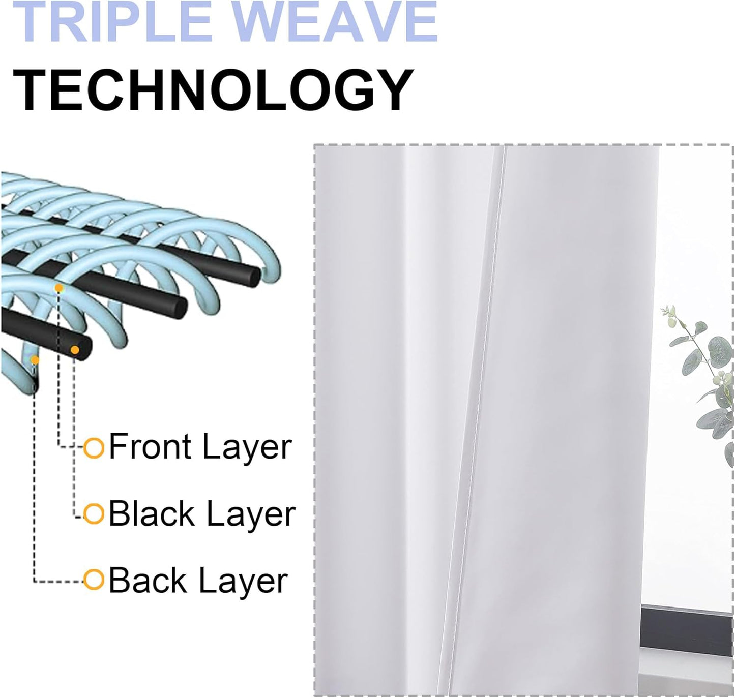 Simplebrand Ava Pure White Curtains for Bedroom 54 Inches Long 2 Panels Set, Light Filtering Window Treatment, Short Curtain Drapes, Soft Touching Casual Rod Pocket Privacy Curtains, W40 x L54 Inch