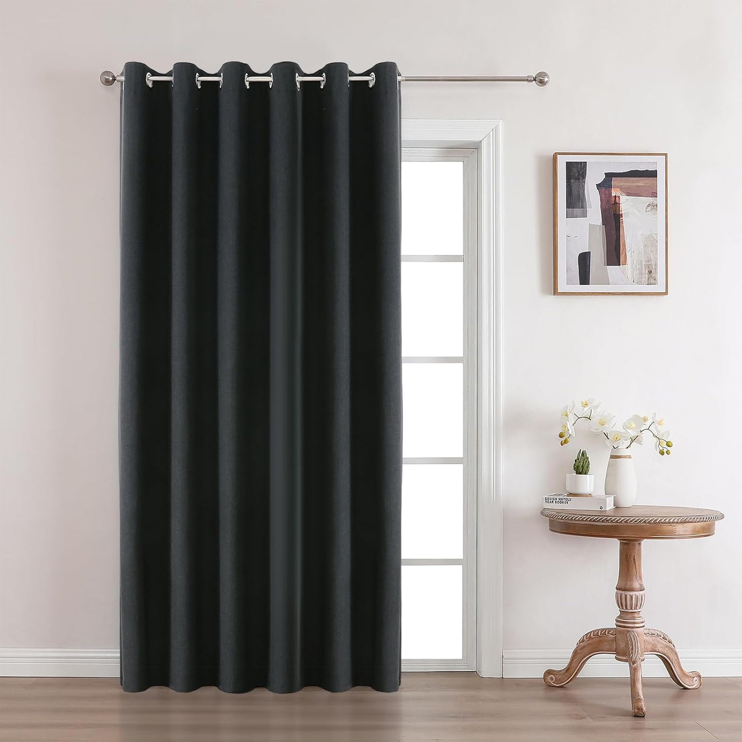 Joydeco Custom Charcoal Grey Textured Total Blackout Curtain for Bedroom and Living Room. Grommet Textured Thermal Insulated Room Darkening Curtain 1 Panel (Custom Size and Color)