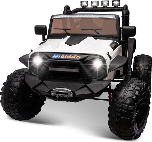 24V 9Ah Ride on Toy for Big Kids, 4WD 2 Seater Ride on Car Truck with Remote Control, 4x200W Motor - White