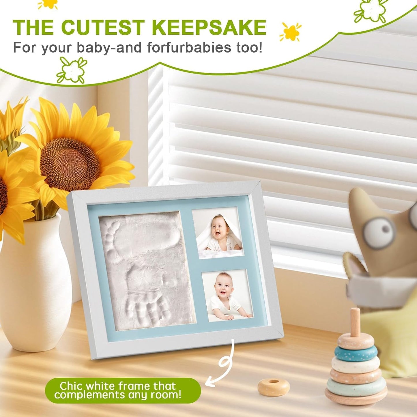 Baby Keepsake Frame,Personalized Newborn gifts,Newborn footprint kit,Baby hand and footprint kit,new mother gifts(grey)