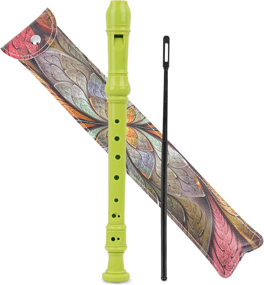 LIZIMANDU Recorder Instrument for Beginner Kids Adults,8-Hole Soprano Descant Recorder Music Flute with with Cleaning Rod & Leather Case For School Student Home Entertainment(2-Orange Flower)