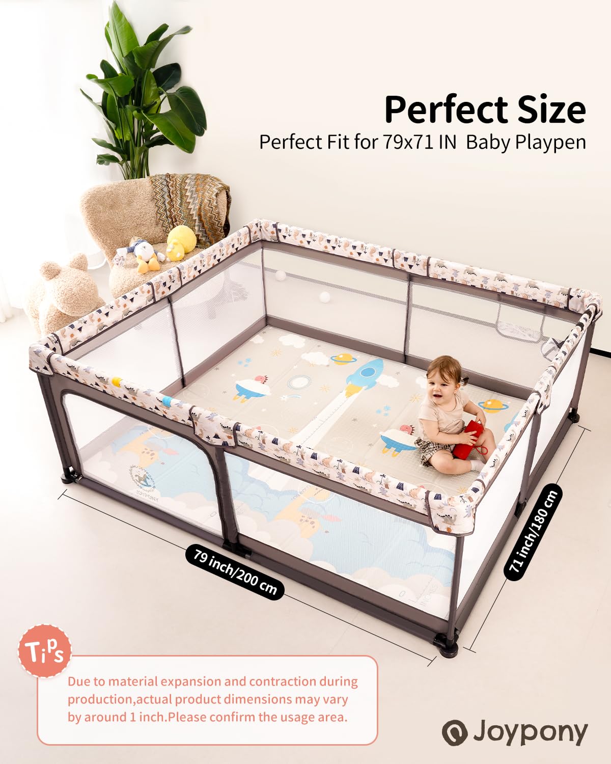 Baby Play Mat 79" X 71",Extra Large Foldable Play Mats for Babies and Toddlers,Waterproof AntiSlip Portable Baby Floor Mat for Tummy Time,Foam Baby Mat for Floor with Travel Bag Indoor Outdoor