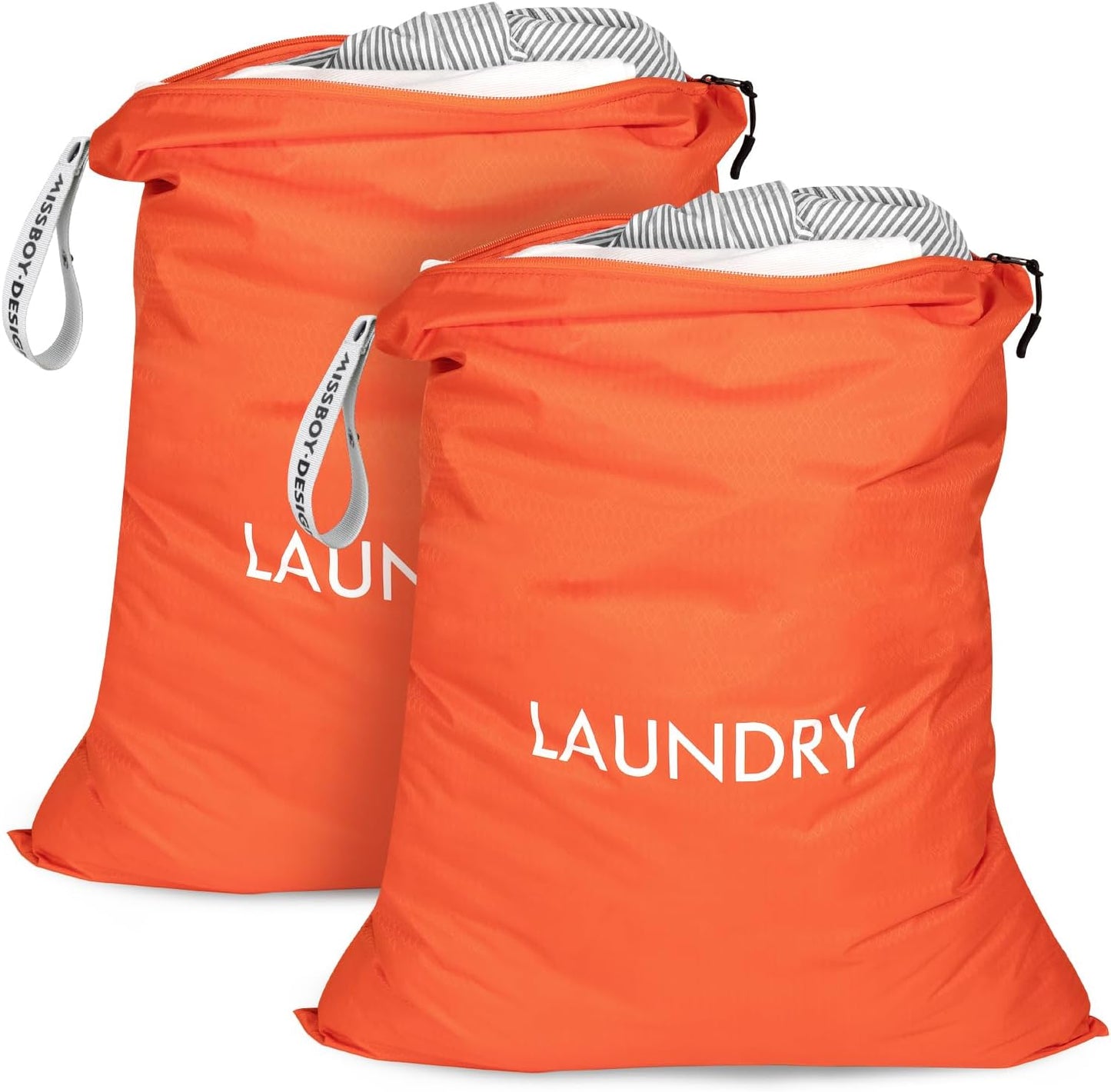 MissBoy 2 Pack Laundry Bags, Nylon Washable Wet Dry Bag, Travel Laundry Bags for Dirty Clothes, Dirty Clothes Organizer Bag for Home, College Dorm Laundromat