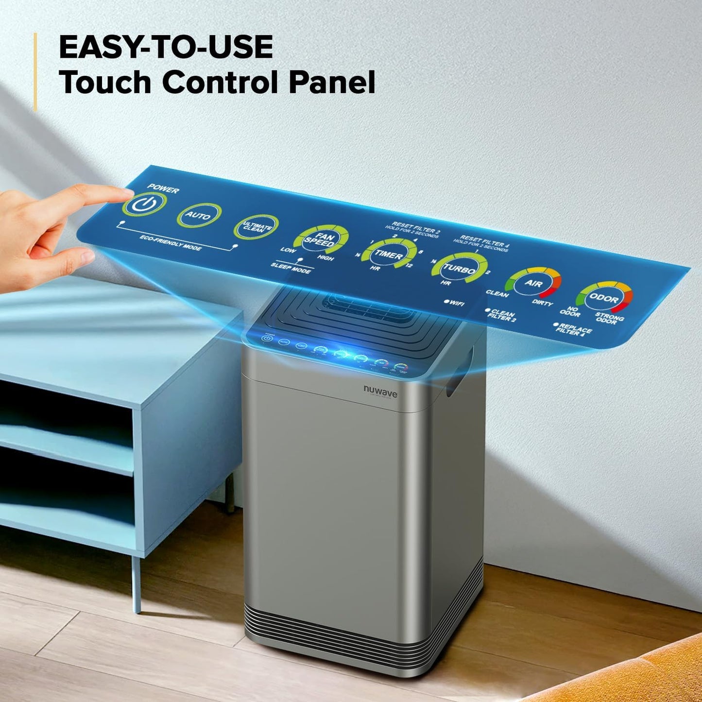 Nuwave Forever Plus Air Purifier for Home with Washable Filter, Massive Areas up to 3,210 Sq Ft, Never Replace Air Filter System, Zero Waste, Zero Filter Replacements, Smart WiFi, 18dB Ultra-Quiet