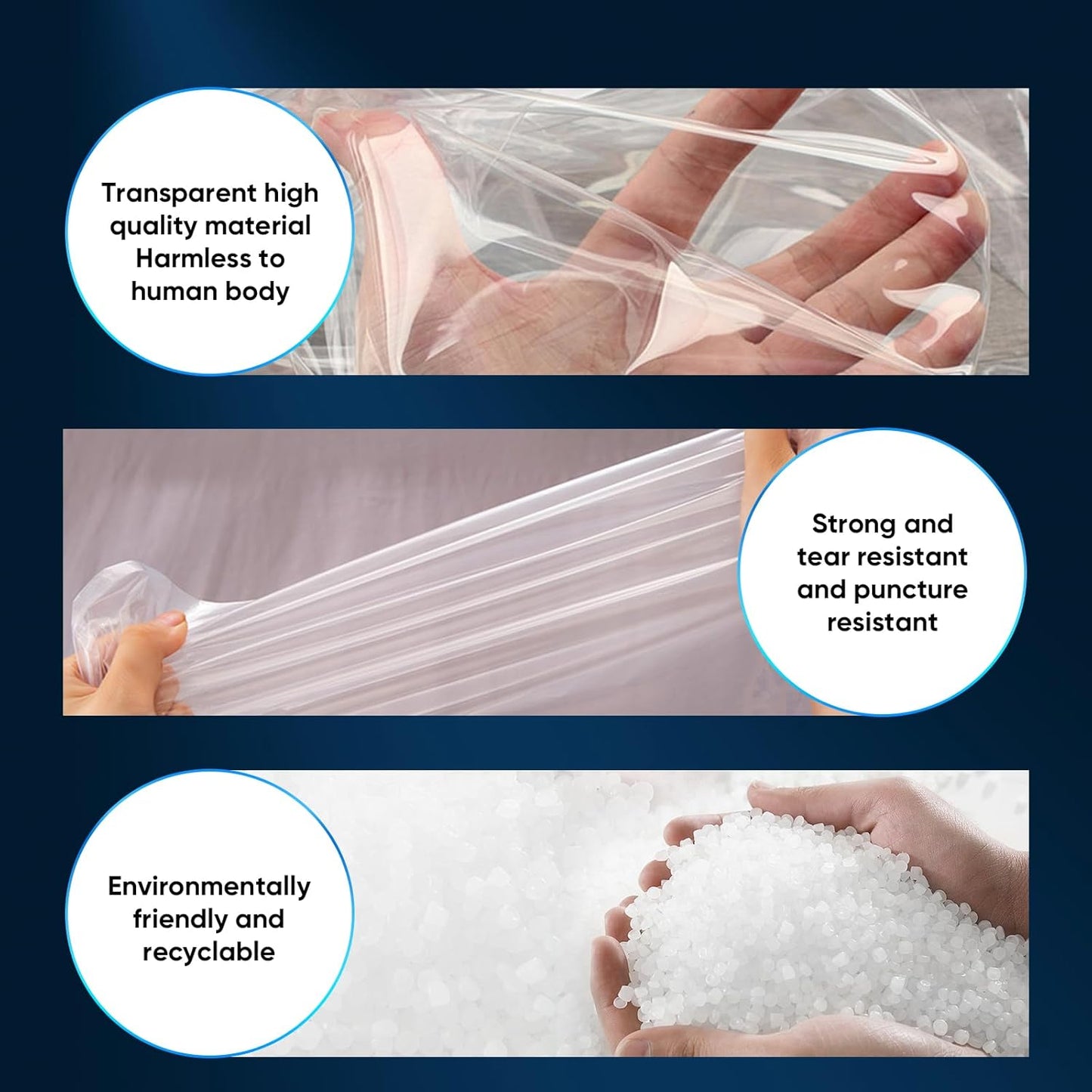 ZCHENBS® – Mattress Bags for Moving and Storage,Mattress Bag with Zippers,5 Mil Ultra-Thick Bed Bag,Waterproof,Anti-Tear,Heavy-Duty Mattress bag (Transaparent/Blue, Queen-(1 Pack))